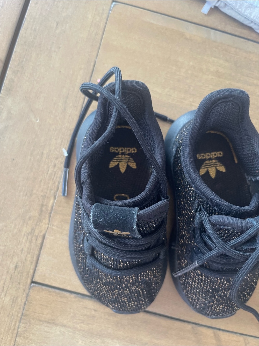 adidas Kids Black Glitter Knit Ortholite Sneaker